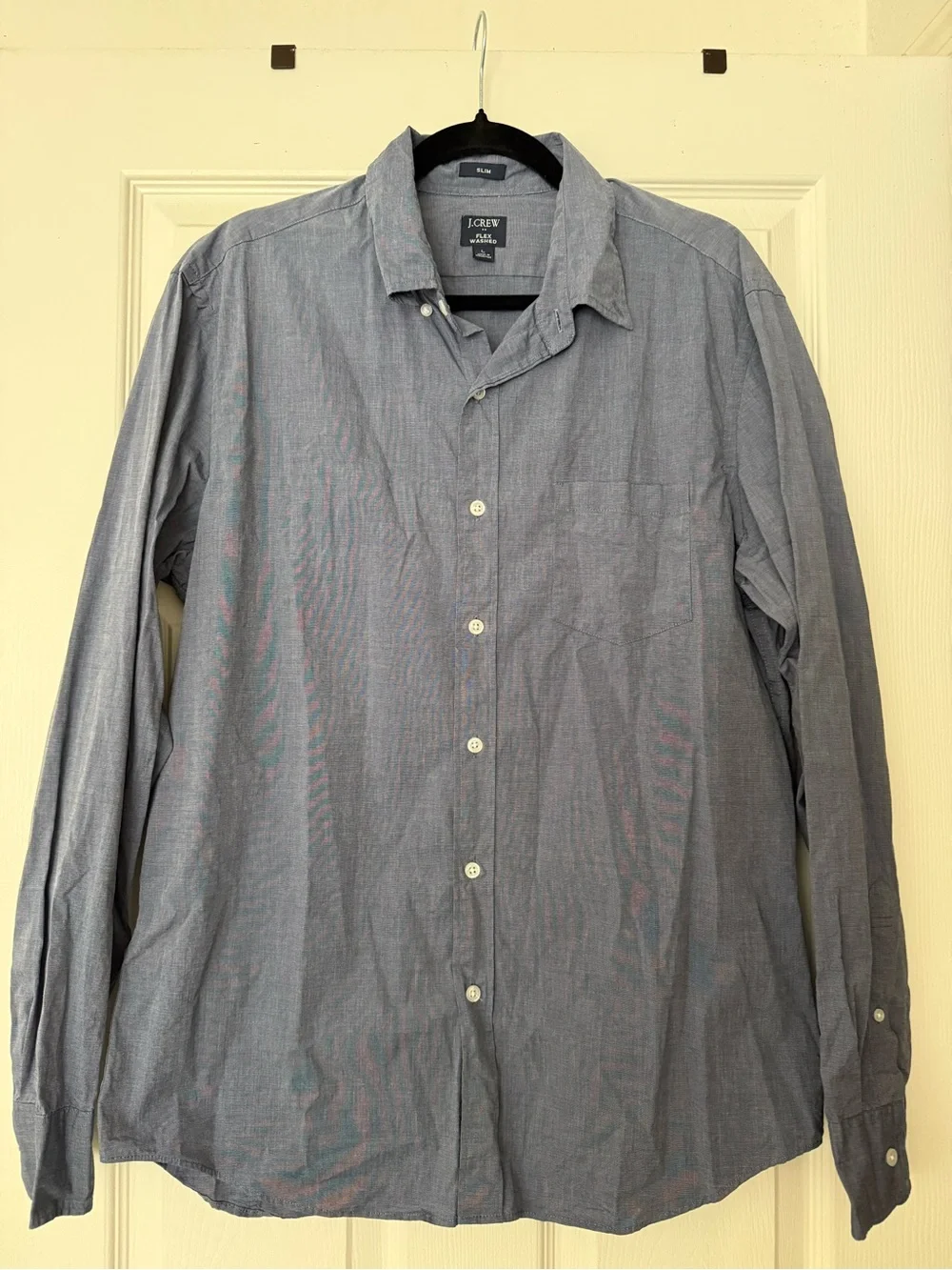 J. Crew Men’s Slim Button-Down Shirt in Chambray Blue